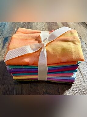 Hand - dyed Cotton Fat Quarter Fabric Bundle - 10 pieces